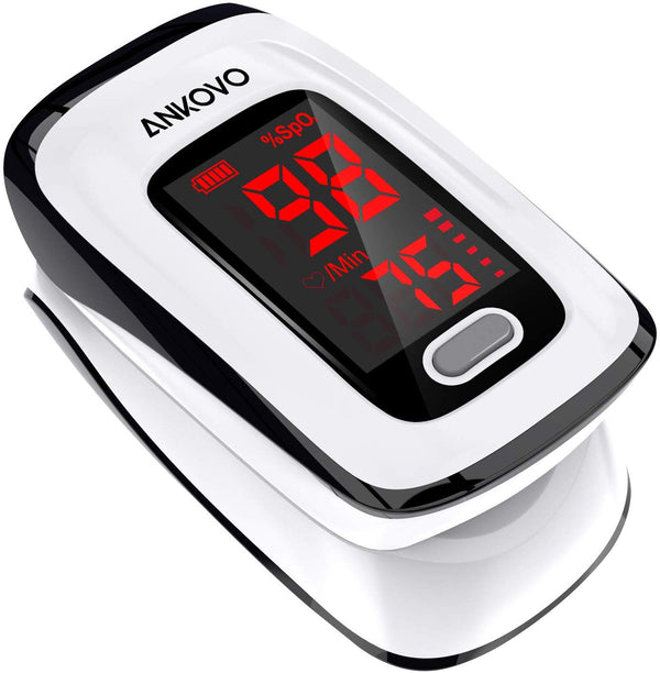 Pulse Oximeter Fingertip (Oximetro), Blood Oxygen Saturation Monitor, Heart Rate Monitor and SpO2 Levels, Portable Pulse Oximeter with Lanyard and Batteries